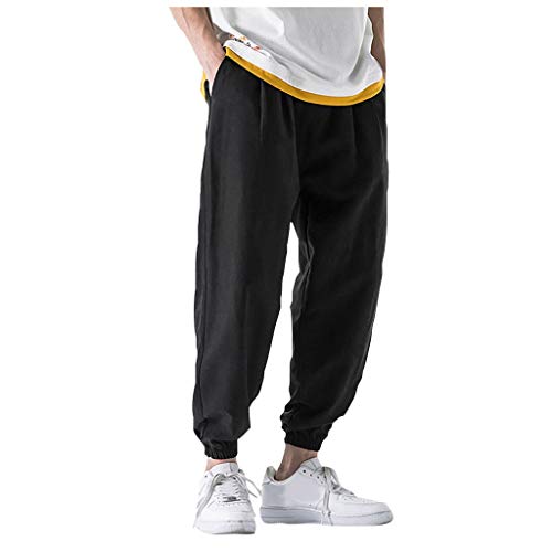LISTHA Striped Harem Pants Men Casual Jogger Fitness Trousers Linen Loose Pocket