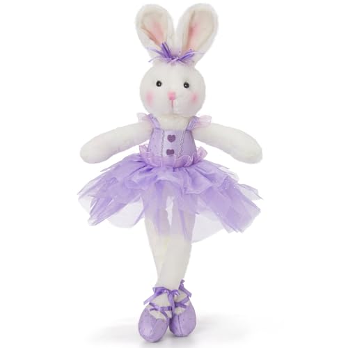 WEWILL 20‘’ Ballerina Bunny Stuffed Animal Ballet Rabbit Doll Adorable Soft Long Legs Plush Toys Girls Gift on Easter Birthday Christmas Festivals (Purple)