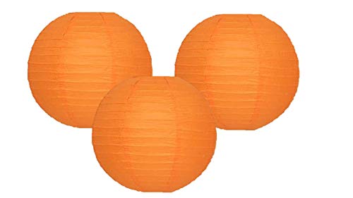Pack Of 3 Round Paper Lanterns Lamp Wedding Birthday Party Decoration (Orange, 16"/40CM)