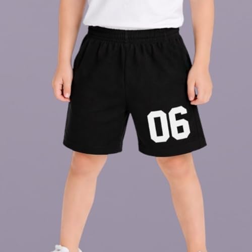 Image of Boys Shorts Cotton Blend Printed Black 6 (Pack of 1)