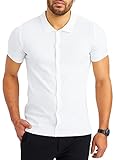 Leif Nelson Herren Hemd Kurzarm Sommer T-Shirt Strandhemd Männer Freizeithemd Kurzarmhemd Jungen Sommerhemd Basic Shirt Freizeit Sweater LN7675 Ecru Größe M