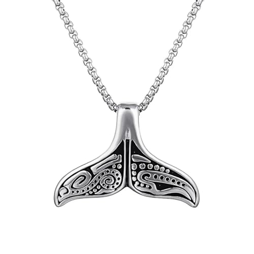 Hokech Acier inoxydable rétro sirène pendentif baleine queue collier 24 » chaîne femmes hommes Punk Hiphop bijoux