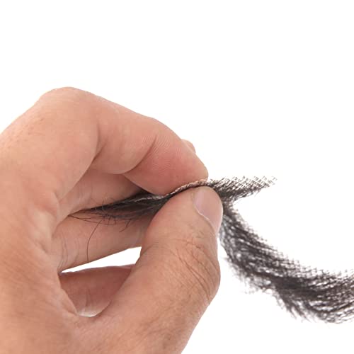 Justin Happy False Mustaches Human Hair Fake Beard for Men Brown Fake Mustach Chevron Fake Mustache and Goatee Realistic Beard False Facial Hair Lace Beards for Halloween Funny Cosplay Costume Party