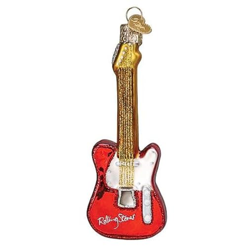 Old World Christmas The Rolling Stones Guitar Glass Blown Ornament for Christmas Tree, Handcrafted Holiday Decoration, Music Collection