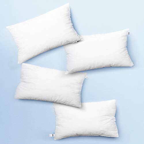 Image of Nestl Plain Throw Pillows 12 inchx18 inch Inches Decorative Pillow Insert Square Throw Pillow Inserts 4 Pack Premium Down Alternative Polyester Pillow Cushion Sham Stuffer for Couch Sofa Bed - Set of 4