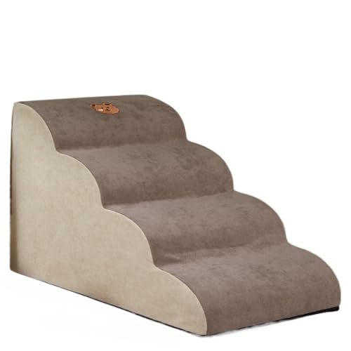 MKHJBFGIペットステップ ドッグステップ 階段 犬の階段 タイプ 組立 み コンパクト 軽量 踏み台 スロープ (ブラウン)