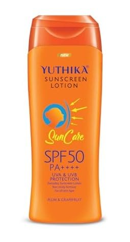 Image of Yuthika Sunscreen Lotion SPF 50 PA+++ 100ml | High Protection, Non-Greasy Formula, UVA & UVB Protection for all Skin Types (Pack of 1)