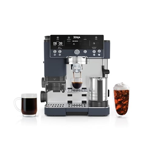 Ninja Luxe Café Premier Series, máquina de expresso, máquina de café a gotejamento e preparação rápida a frio, moinho integrado, manuseio assistido, espumador mãos livres, para cappuccinos e lattes