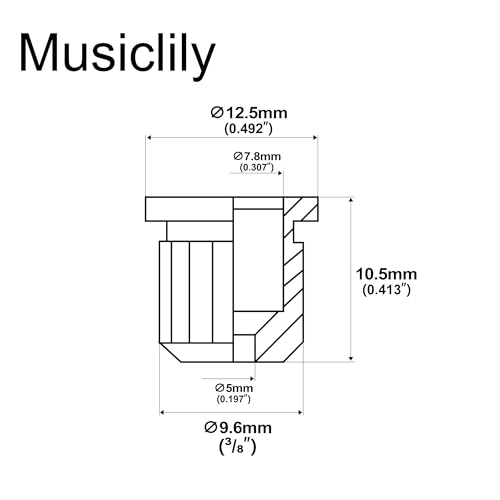 Musiclily Ultra 3/8 Inch Brass G-TLB-2 Style String Ferrules Through Body Rear Mount Bushings for Electric Bass Chrome (Set of 5) - Image 2
