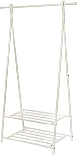 SONGMICS Coat Rack, Coat Stand, Clothes Rack with 2-Tier Storage Shelf for Shoes and Baskets, Metal Frame, Space-Saving, Ideal for Bedroom, Entryway, Office and More, White HSR05W