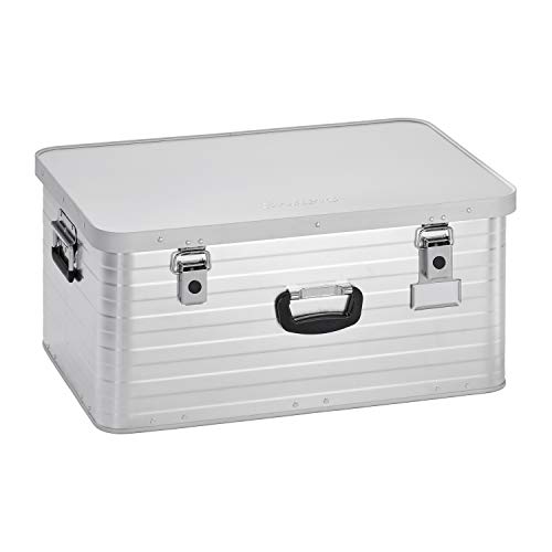 Enders Alubox 80 L mit Schloss Set - Aluminium Box 1 mm Wandstärke, spritzwasserdicht, stapelbar - Alukiste, Metallkiste, Metallbox mit Deckel - verwendbar als Transportbox, Werkzeugkiste, Lagerbox