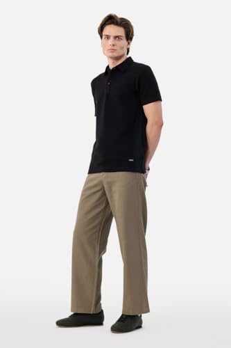 Image of SNITCH Men Casual Wear Trousers| Regular Fit Mid Rise Solid Wide-Leg Pants | 100% Linen Breathable & Lightweight Fabric for Summer, Office & Outings