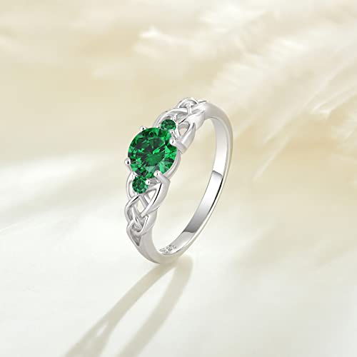 STARCHENIE Celtic Knot Ring for Women 925 Sterling Silver 3-Stone Promise Ring Size 5-104