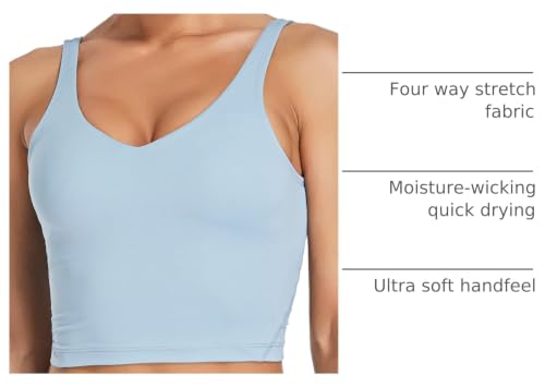 Image of Oalka Sports Bra Womens Longline Padded Crop Yoga Tank Tops