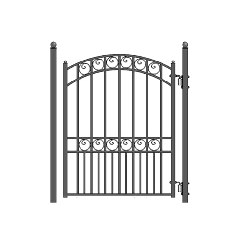 Image of ALEKO PGPAR Paris Style Ornamental Galvanized Steel Pedestrian Security Gate, Black, 5 x 4 Feet