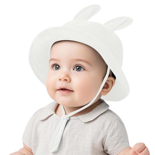 Kids Sun Hat for Girls Boys Wide Brim Bucket Hat Sun Protection Toddler Summer Beach Hats Cotton Cute Rabbit Ears Cap