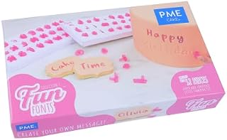 PME FF58 Fun Fonts-Alphabet Letters Upper and Lower Case for Cake Design, Set of 52, Collection 3, Plastic, Pink,X-Small