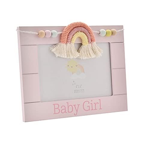 Oaktree Gifts Petit Cheri Wooden Photo Frame Macrame Rainbow Baby Girl 4X6 Cover