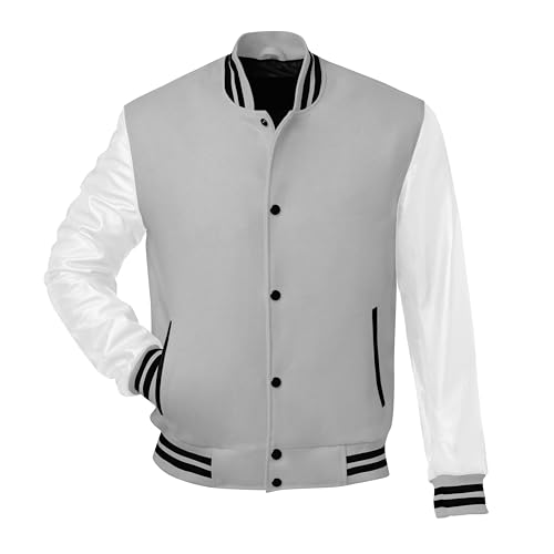 Image of Red And Black Letterman Jacket Men - Mens Black Varsity Letterman High School Baseball Bomber Jacket