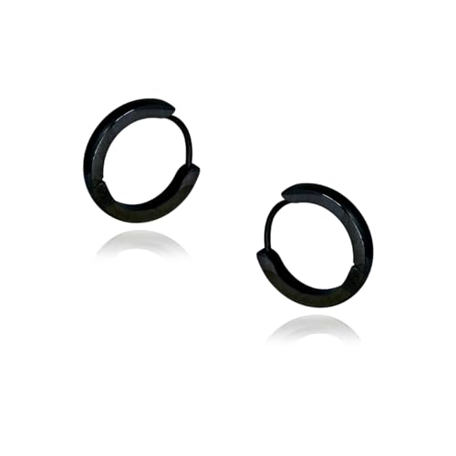 Brinco Argola masculina articulada fina antialérgica fashion (Aço inox preto)