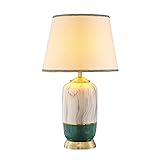  TaleTre 70 CM Grande Lampe de Table en Céramique de Porcelaine Peinte à la Main Durable et Minimaliste avec Abat-Jour Assorti en Tissu Cuivre Oriental Lampe de Bureau en Céramique Chinoise Salon Étude