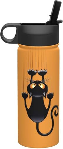 おもしろ 猫 猫柄 面白い ねこ (1) 水筒 真空断熱 保温 保冷 スポーツボトル 人気 ステンレスボトル スポーツ飲料対応 漏れない 直飲み530ml 男の子 女の子 おしゃれ プレゼント