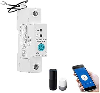 GUSAJ Energy Monitor 1P Single Phase Din Rail 63A WIFI Smart Energy Meter Power Consumption KWh Meter Wattmeter Smart Energy Meter Timer Smart Meter Monitor (Color : No energy meter, Size : 85-265V)