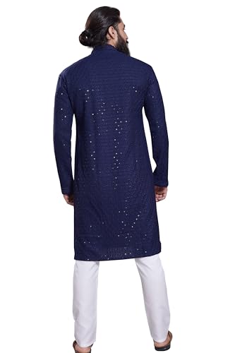 Image of DIVISIVE Men's Sequince Embroidered Cotton Blend Only Slim Fit Kurta