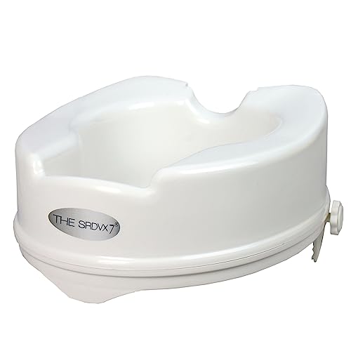 Image of Portable Lightweight Plastic Toilet Commode Seat Raiser Elevator Extension with lid cover Ideal for Handicap, Knee Patients, Old Senior Citizen (White, Size: 6 Inch)