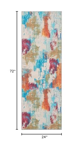 Carvapet 2x6 Red Abstract Runner Rug – Modern Washable 2 x 6 Low Pile Hallway Carpet with Rubber Backing, Foldable Non Slip Thin Rugs for Entryway, Bedroom, Living Room