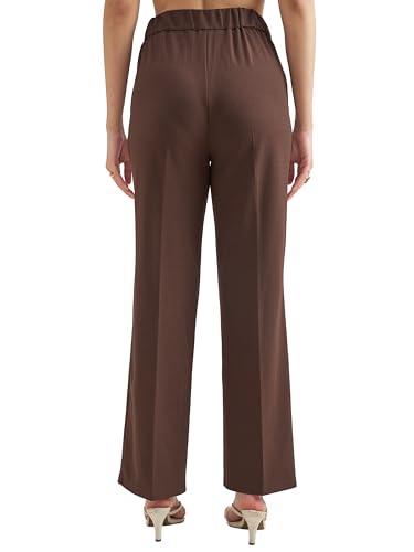 Image of Tokyo Talkies Wide Leg Relaxed fit Korean Pants |Ultra Soft|High Rise Pleated Trousers |Workwear|Formal All Day wear