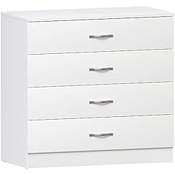 Cajoneras Baratas Vida Designs , cómoda blanca, 4 cajones, tiradores de metal