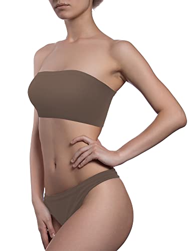 Image of HESTYA 3 Pack Women's Strapless Bandeau Bra Seamless Bralette Soft Stretchy Non-Padded Wireless Tube Top Bras