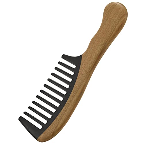 Yheonver Peine para el pelo, sin desenredar estático, natural, hecho a mano, de madera, peine de dientes anchos