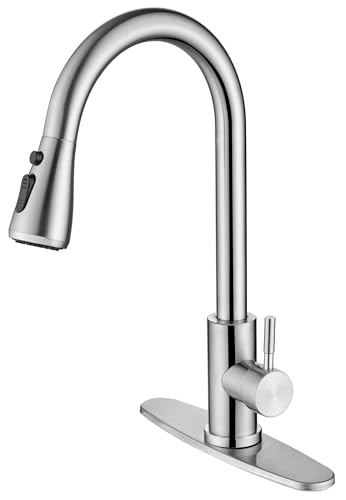 Kitchen Faucet with Pull Down Sprayer- Brushed Nickel Sink Faucets, 360° Swivel Single Handle High...