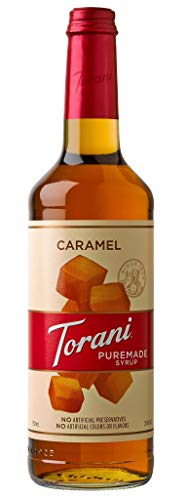 Torani Puremade Syrup, Caramel Flavor, Glass Bottle, Natural Flavors, 25.4 Fl. Oz., 750 mL