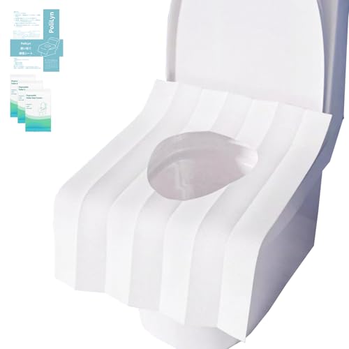 PoliLyn 使い捨て 便座シート 便座カバー 防水 抗菌 衛生管理 旅行用 外出用 妊娠用 災害用 トイレ 個別包装 携帯 おまるシート (60枚)