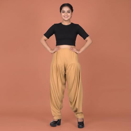 Image of FASHION GALLERY Women's Rayon Relaxed Fit Patiala Salwar with Full Length Drawstring Closure Type and Flexible Waist | Patiala Pant for Woman Free Size Fit Upto XXL