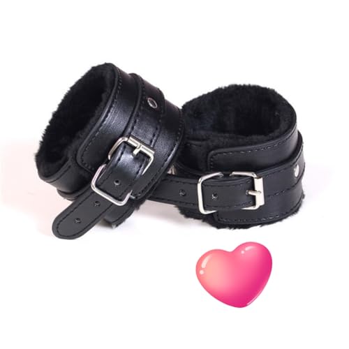 WreGmgg Bdsm Esposas Negro Deportes De Interior Ajustables PU Cuero Esposas con Cadena De TraccióN, Accesorios De Papel, Regalo De Pareja - D5