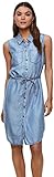 vestidos vaqueros zara 2018 Tira de botones Only Onlclaire Belt Dnm Dress Vestido, Mezclilla De Color Azul Claro, L para Mujer