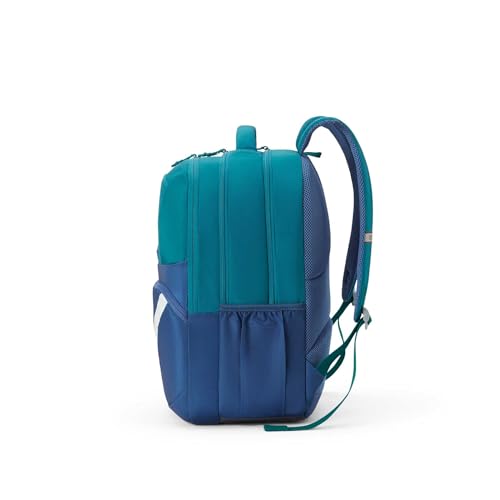 Image of American Tourister Opus | 40 Ltrs | 3 Compartments | Bottle Pocket | Ergonomic Padded Back Panel & Shoulder Straps | High School Backpack | 1 Year International Warranty | Green /Navy