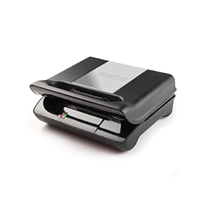 Princess Kontaktgrill 117002, Multigrill mit wechselbaren Grillplatten (Sandwich, Waffel, Grill), 700 Watt, 23x13cm Grillfläche, antihaftbeschichtet