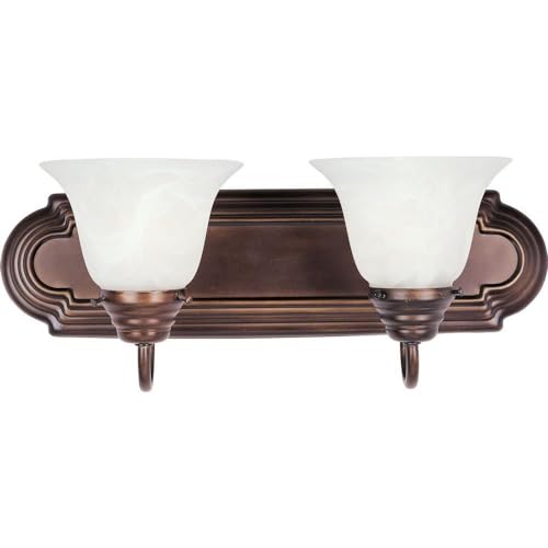 Image of Maxim Lighting Essentials 2-Light Bath Vanity Light | Rubbed Bronze Finish | Transitional Bath Vanity Light | Ideal for Bathrooms & Powder Rooms | Dimmable Damp Rated | 8012MROI