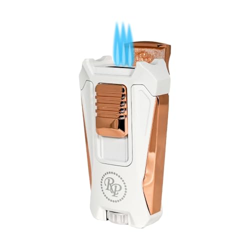 Encendedor Rocky Patel Triple Llama Color Oro Rosa y Blanco miniatura 1