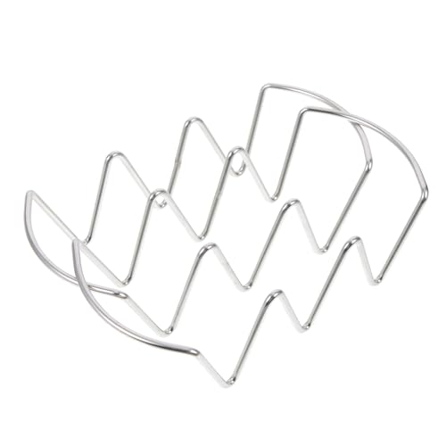 Unomor 2Pcs Stainless Steel Taco Rack Wave Shaped Taco Holder for Fried Food Cooling and Serving Fits Standard Plates for Chicken and Homemade Tacos