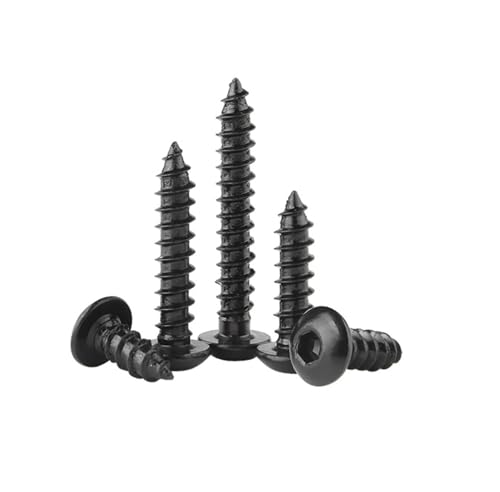 Image of Rely⇒VP INDUSTRIES (Pcs-25) No.8x13 mm Allen Button Head Self-Tapping Screw - Black Zinc, Button Cap Head for Furniture, Crib, Bunk Bed, Cot, and Bolt Assembly