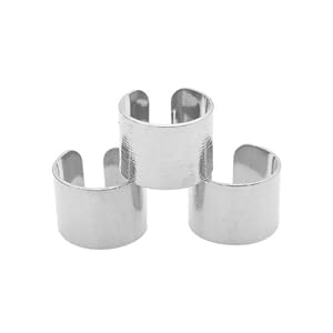 Spinningdaisy Adjustable Brushed Metal Tube Knuckle Ring Set of 3 (Silver Plated)