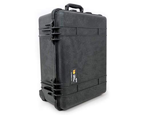 PELI 1560 Langer Schutzkoffer mit Rollen, IP67 Wasser- und Staubdicht, 44L Volumen, Ohne Schaum, Schwarz