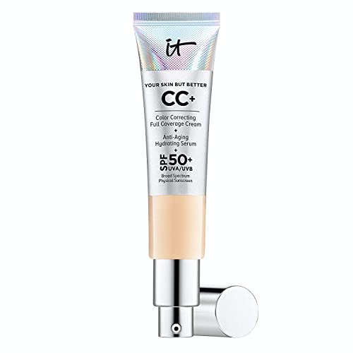 IT Cosmetics Your Skin But Better CC+ Cream, Medium (C) - Color Correcting Cream, Full-Coverage Foundation, Hydrating Serum & SPF 50+ Sunscreen - Natural Finish - 1.08 fl oz