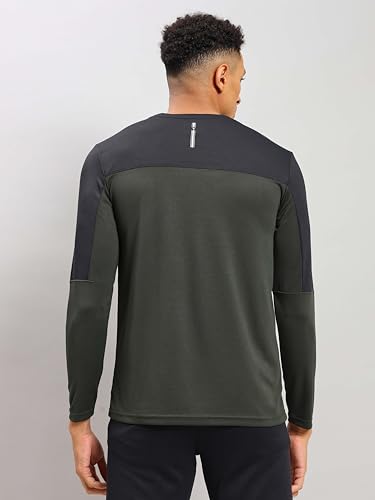 Image of TECHNOSPORT Men Colorblock Slim Fit Round Neck T-Shirt with TECHNOCOOL+ (Light Blue) Gym Tee Dry Fit T Shirt for Men Sports Top for Him